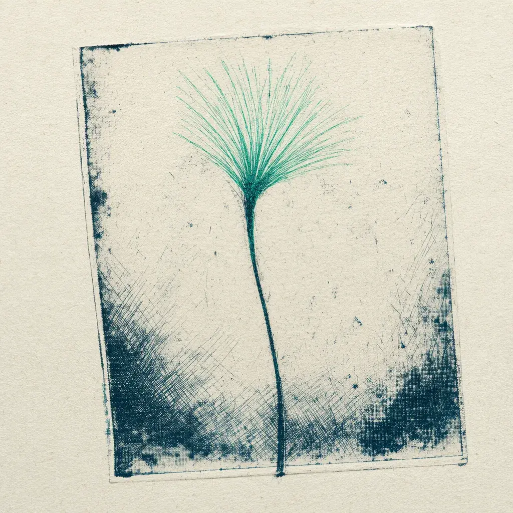 The Bio-Suit, a Reality Transurfing concept: A filament rising through the page, blooming into fine green hairlines